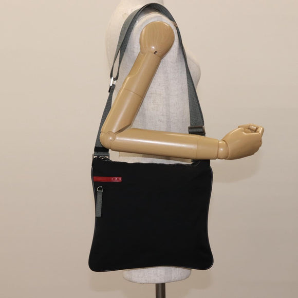 PRADA Sports Shoulder Bag Nylon Black Silver Auth BA5671