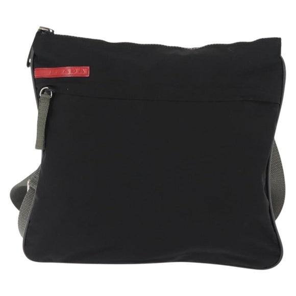 PRADA Sports Shoulder Bag Nylon Black Silver Auth BA5671