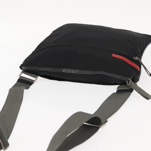 PRADA Sports Shoulder Bag Nylon Black Silver Auth BA5671