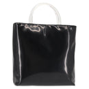 PRADA Hand Bag Leather plastic Black Silver Auth BA5672-1