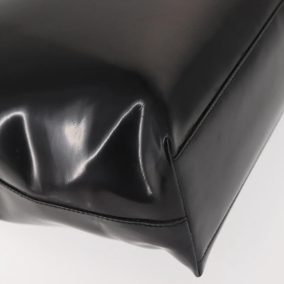 PRADA Hand Bag Leather plastic Black Silver Auth BA5672