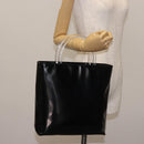 PRADA Hand Bag Leather plastic Black Silver Auth BA5672-24