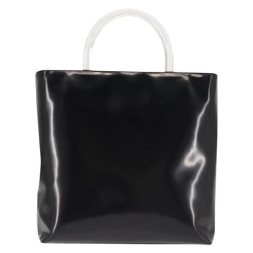 PRADA Hand Bag Leather plastic Black Silver Auth BA5672 - 0