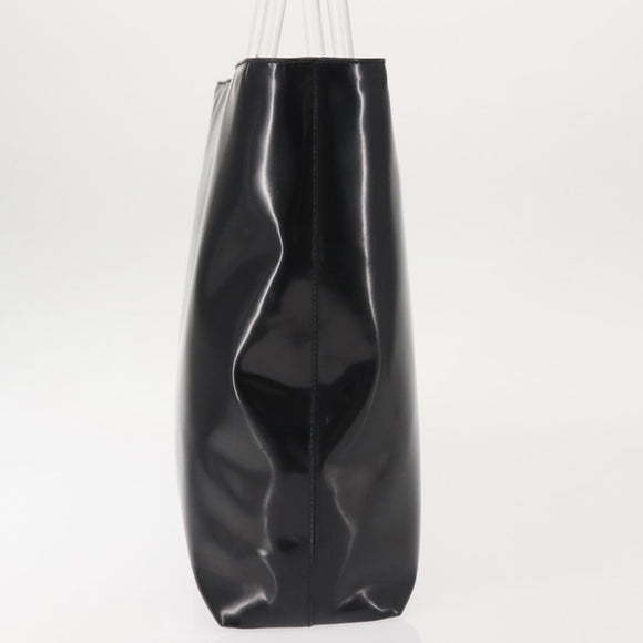 PRADA Hand Bag Leather plastic Black Silver Auth BA5672