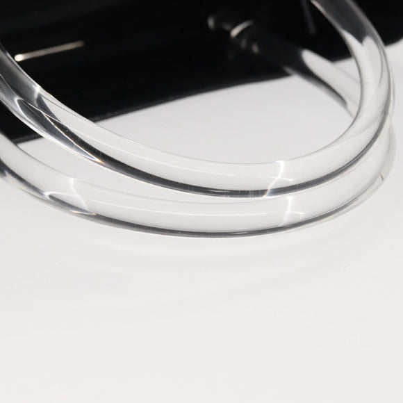 PRADA Hand Bag Leather plastic Black Silver Auth BA5672