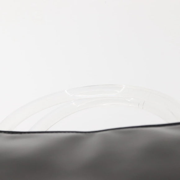 PRADA Hand Bag Leather plastic Black Silver Auth BA5672