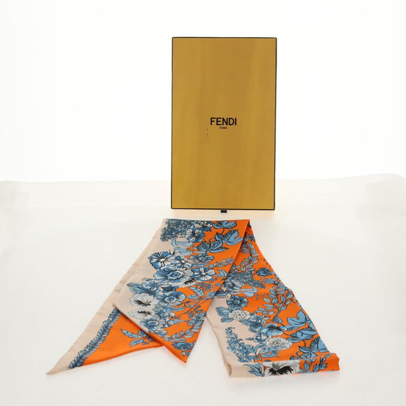 FENDI Maxi Rappy Scarf Silk Orange Auth BA5678M