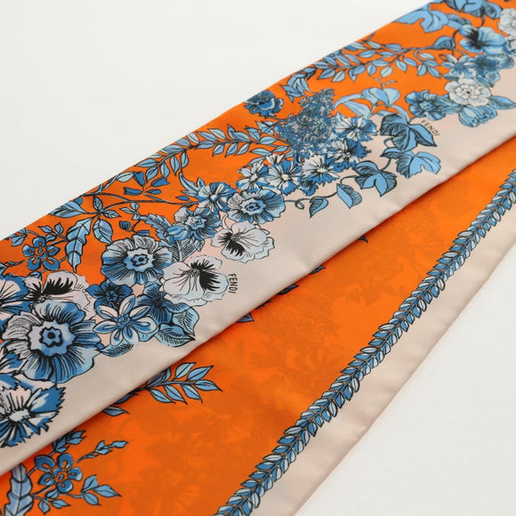 FENDI Maxi Rappy Scarf Silk Orange Auth BA5678M