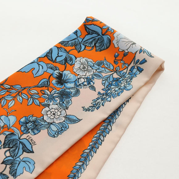 FENDI Maxi Rappy Scarf Silk Orange Auth BA5678M