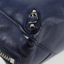 BALENCIAGA Paper Mini Hand Bag Leather 2way Blue Silver 357333 Auth BA5681V-16