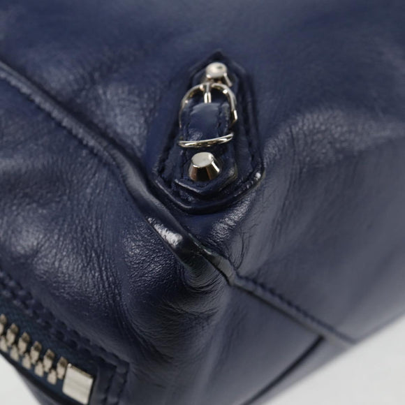 BALENCIAGA Paper Mini Hand Bag Leather 2way Blue Silver 357333 Auth BA5681V