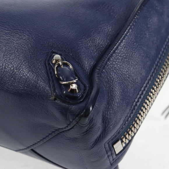 BALENCIAGA Paper Mini Hand Bag Leather 2way Blue Silver 357333 Auth BA5681V