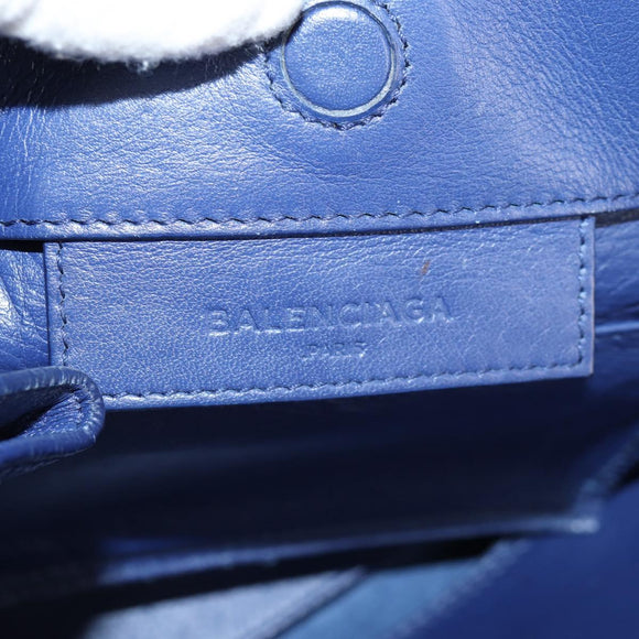 BALENCIAGA Paper Mini Hand Bag Leather 2way Blue Silver 357333 Auth BA5681V