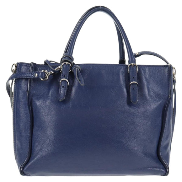 BALENCIAGA Paper Mini Hand Bag Leather 2way Blue Silver 357333 Auth BA5681V
