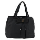 Salvatore Ferragamo Vala Hand Bag Leather Black Gold Auth BA5683-1