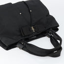 Salvatore Ferragamo Vala Hand Bag Leather Black Gold Auth BA5683-6