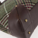 BURBERRY Nova Check Tote Bag Wool Leather Green Brown Auth BA5684-10