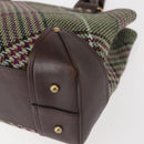 BURBERRY Nova Check Tote Bag Wool Leather Green Brown Auth BA5684-13
