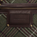 BURBERRY Nova Check Tote Bag Wool Leather Green Brown Auth BA5684-14