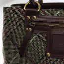 BURBERRY Nova Check Tote Bag Wool Leather Green Brown Auth BA5684-15