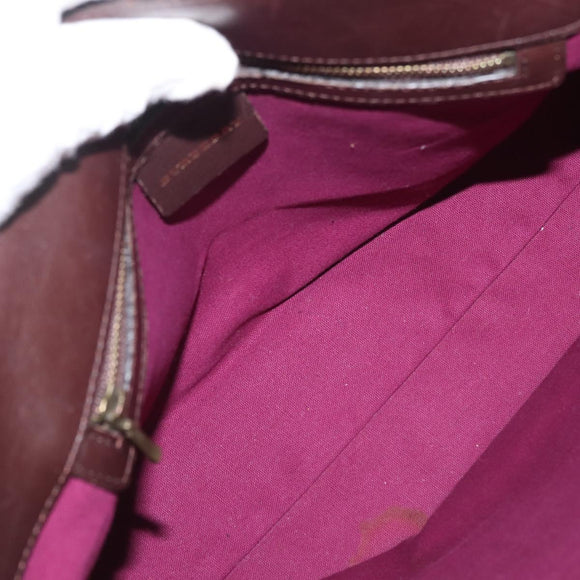 BURBERRY Nova Check Tote Bag Wool Leather Green Brown Auth BA5684