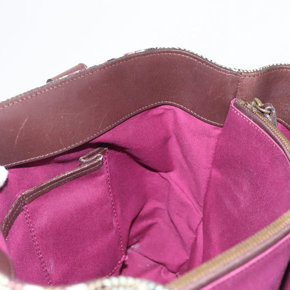 BURBERRY Nova Check Tote Bag Wool Leather Green Brown Auth BA5684