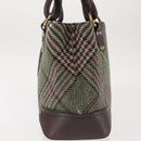 BURBERRY Nova Check Tote Bag Wool Leather Green Brown Auth BA5684-4
