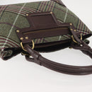 BURBERRY Nova Check Tote Bag Wool Leather Green Brown Auth BA5684-6