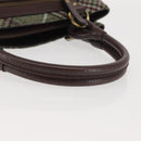 BURBERRY Nova Check Tote Bag Wool Leather Green Brown Auth BA5684-7