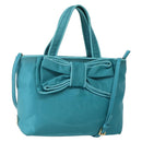 PRADA Hand Bag Nylon 2way Turquoise Blue Gold Auth BA5686-1