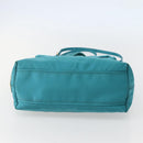 PRADA Hand Bag Nylon 2way Turquoise Blue Gold Auth BA5686-5