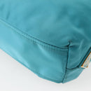 PRADA Hand Bag Nylon 2way Turquoise Blue Gold Auth BA5686-16