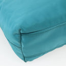 PRADA Hand Bag Nylon 2way Turquoise Blue Gold Auth BA5686-17