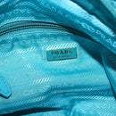 PRADA Hand Bag Nylon 2way Turquoise Blue Gold Auth BA5686-20