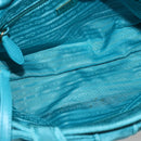 PRADA Hand Bag Nylon 2way Turquoise Blue Gold Auth BA5686-11