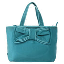 PRADA Hand Bag Nylon 2way Turquoise Blue Gold Auth BA5686-13