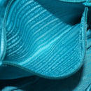 PRADA Hand Bag Nylon 2way Turquoise Blue Gold Auth BA5686-23