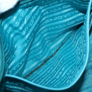 PRADA Hand Bag Nylon 2way Turquoise Blue Gold Auth BA5686-24