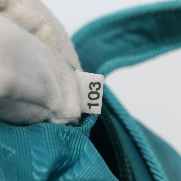 PRADA Hand Bag Nylon 2way Turquoise Blue Gold Auth BA5686