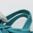 PRADA Hand Bag Nylon 2way Turquoise Blue Gold Auth BA5686-14