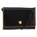 CELINE Shoulder Bag Leather Black Gold Auth BA5688-1
