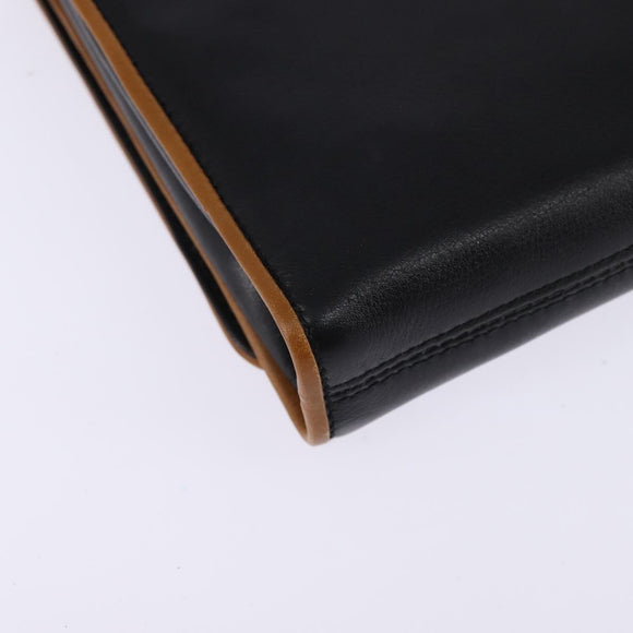 CELINE Shoulder Bag Leather Black Gold Auth BA5688