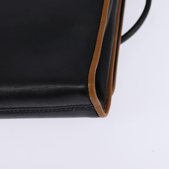 CELINE Shoulder Bag Leather Black Gold Auth BA5688