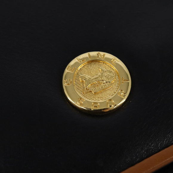 CELINE Shoulder Bag Leather Black Gold Auth BA5688