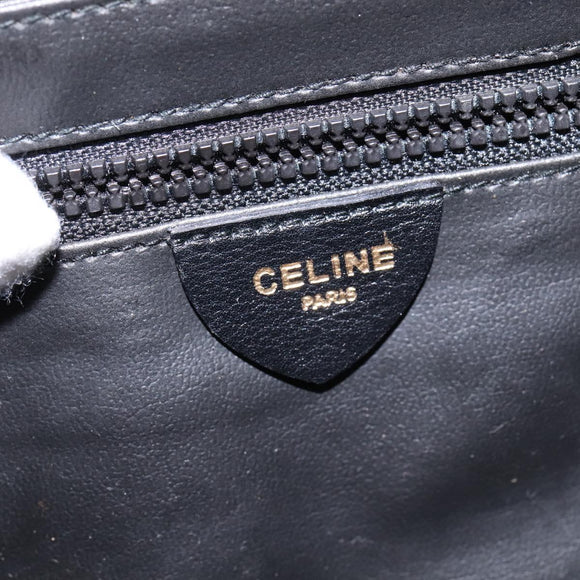 CELINE Shoulder Bag Leather Black Gold Auth BA5688