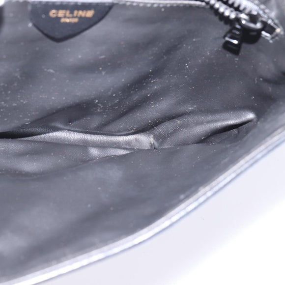 CELINE Shoulder Bag Leather Black Gold Auth BA5688