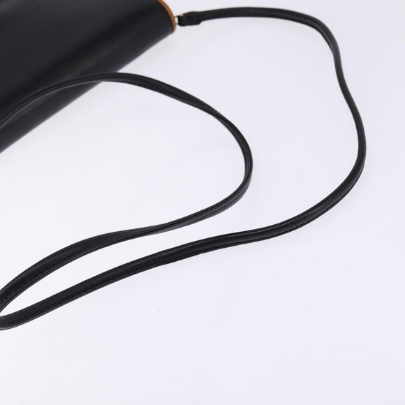 CELINE Shoulder Bag Leather Black Gold Auth BA5688