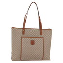 CELINE Macadam Canvas Tote Bag PVC Beige Gold Auth BA5689-1