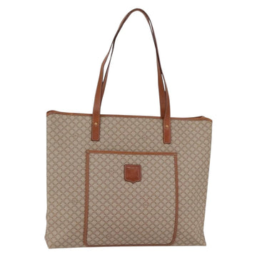 CELINE Macadam Canvas Tote Bag PVC Beige Gold Auth BA5689