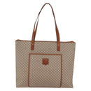 CELINE Macadam Canvas Tote Bag PVC Beige Gold Auth BA5689-2